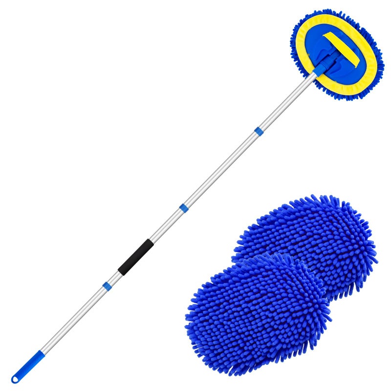 Ordenado 62" Car Wash Brush Kit Mitt Mop Sponge with Long Handle Chenille Microfiber Car Cleaning Brush Kit Supplies Car Washing Mop Kit Car Care Kit of Scratch-Free Replacement Head for Car RV Truck - Image 1
